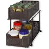 SIMPLE HOUSEWARE Cabinet 2 Tier Perforated Basket Drawer, Silver – 2 Pack(Bronze)