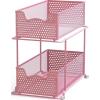 SIMPLE HOUSEWARE Cabinet 2 Tier Perforated Basket Drawer, Silver – 2 Pack(Pink)