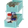 SIMPLE HOUSEWARE Cabinet 2 Tier Perforated Basket Drawer, Silver – 2 Pack(Turquoise)