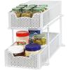 SIMPLE HOUSEWARE Cabinet 2 Tier Perforated Basket Drawer, Silver – 2 Pack(White)