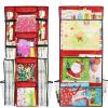 SIMPLE HOUSEWARE Double-Sided Hanging Gift Wrap Organizer Storage Pockets, Gray (Set of 1)(Red)