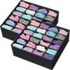 Simple Houseware 2 Pack Closet Sock Organizer, 24 Cell Drawer Divider, Gray(Black)