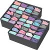 Simple Houseware 2 Pack Closet Sock Organizer, 24 Cell Drawer Divider, Gray(Dark Gray)