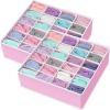 Simple Houseware 2 Pack Closet Sock Organizer, 24 Cell Drawer Divider, Gray(Pink)