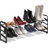 Simple Houseware 2-Tier Expandable (18”-34”) and Stackable Shoe Racks with Shelves for 8 Pairs of Shoes, Black