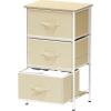 Simple Houseware 3 Drawer Nightstand Dresser with Wood Top, Beige(Beige)