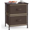 Simple Houseware 3 Drawer Nightstand Dresser with Wood Top, Beige(Brown)