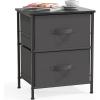 Simple Houseware 3 Drawer Nightstand Dresser with Wood Top, Beige(Dark Grey)