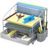 Simple Houseware 3-Tier Desk Organizer with Hanging File Holder, 2 Packs, Black(Silver)