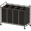 Simple Houseware 4-Bag Heavy Duty Laundry Sorter Rolling Cart, Silver(Bronze)