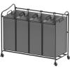 Simple Houseware 4-Bag Heavy Duty Laundry Sorter Rolling Cart, Silver(Dark Grey)