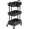 Simple Houseware 4-Tier Multifunctional Rolling Utility Cart with Hanging Buckets, White(Black)