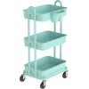 Simple Houseware 4-Tier Multifunctional Rolling Utility Cart with Hanging Buckets, White(Turqoise)