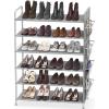 Simple Houseware 6-Tier Shoe Rack Storage Organizer w/Side Hanging Bag, Grey(Grey)