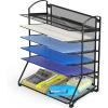 Simple Houseware 6-Tier Sliding File Organizer, Desk Letter Tray for Document and Mail Sorting, Black(Black)