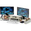 Simple Houseware Desk Dual Monitor Stand Riser with Drawer, Black(Maple)