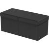 Simple Houseware Foldable Faux Leather Storage Ottoman Bench, Black