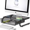 Simple Houseware Mesh Monitor Riser with Drawer, Black