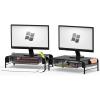 Simple Houseware Metal Desk Monitor Stand Riser with Organizer Drawer, Black, 2 Packs