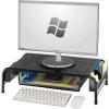 Simple Houseware Metal Desk Monitor Stand Riser with Organizer Drawer, Black(Black)