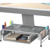 Simple Houseware Metal Desk Monitor Stand Riser with Organizer Drawer, Black(Silver)