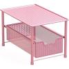 Simple Houseware Stackable Under Sink Cabinet Sliding Basket Organizer Drawer, White(Pink)