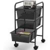 Simple Houseware Utility Cart with 10 Drawers Rolling Storage Art Craft Organizer, Chrome(Black)
