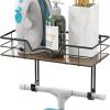 Simple Houseware Wall Mount Ironing Board Holder with Storage Shelf, Black