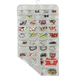 Simple Houseware Hanging Jewelry Storage Organizer, 80-Pocket with 5 Sizes for All Types of Accessories, Gray(1 Pack)