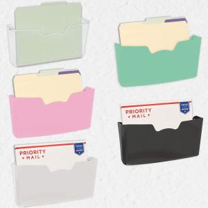 Simple Houseware Single Pocket Wall Mount for Hanging File Holderr, 5 Packs, Assorted Colors(Assorted – 5Pack)