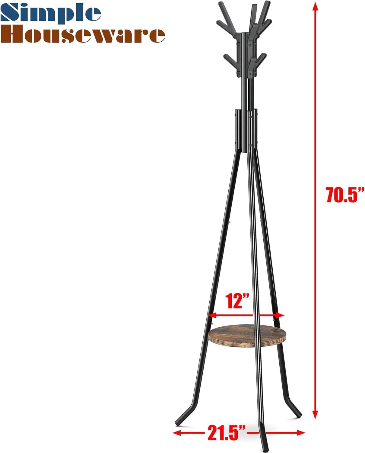 imageSIMPLE HOUSEWARE Freestanding Coat Rack with Shelf 9 hooks BlackBlack