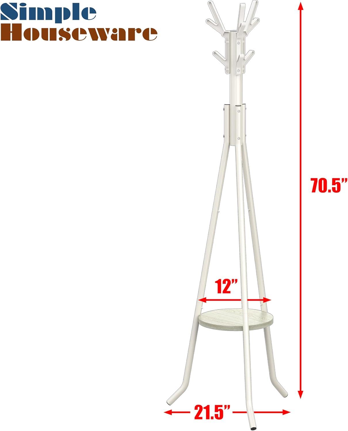 imageSIMPLE HOUSEWARE Freestanding Coat Rack with Shelf 9 hooks BlackWhite