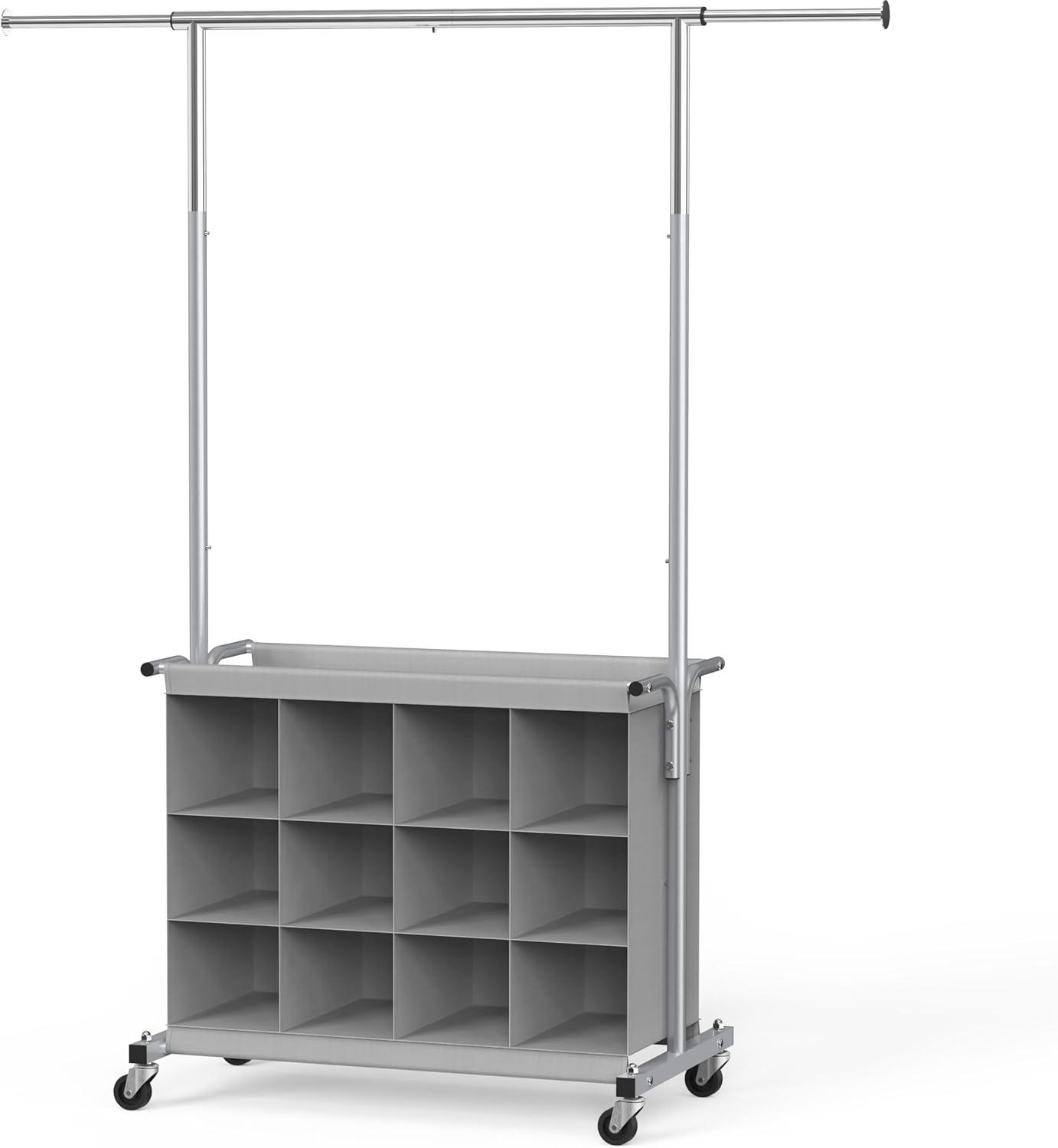 imageSIMPLE HOUSEWARE Garment Rack with Extensible Haning Rod and 16 Shoes Organizer Grey