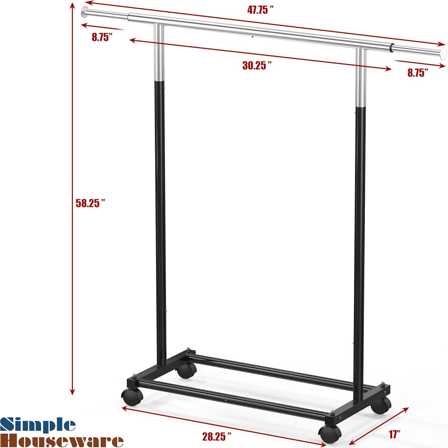 imageSIMPLE HOUSEWARE Standard Rod Garment Rack SilverBlack