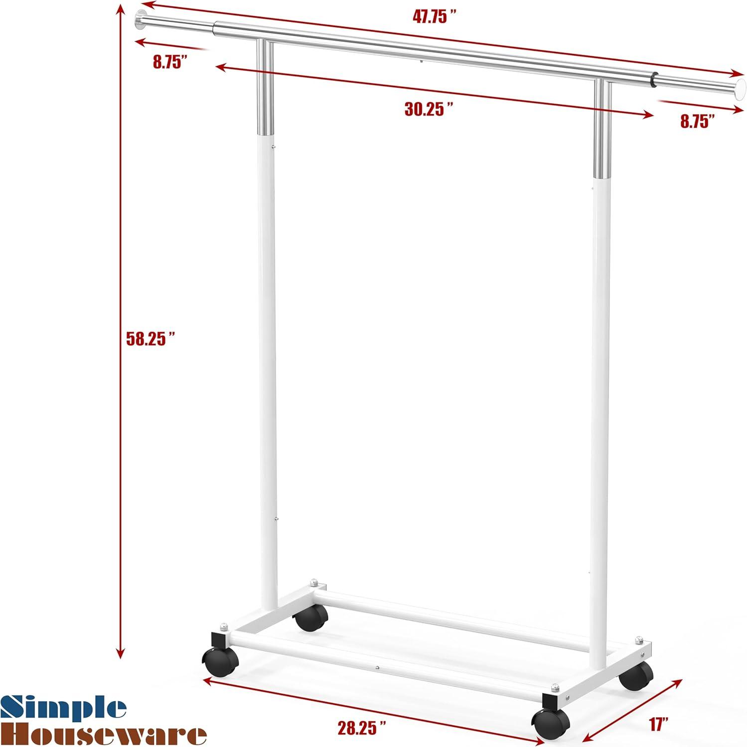imageSIMPLE HOUSEWARE Standard Rod Garment Rack SilverWhite