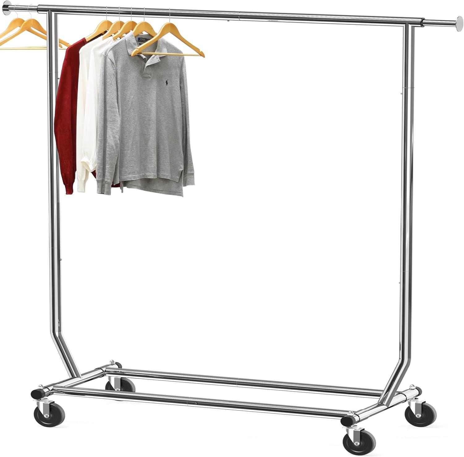 imageSIMPLE HOUSEWARE Supreme Commercial Grade Clothing Garment Rack Holds Up to 250 lbs 50 to 75 Inches Extensible Rod ChromeChrome