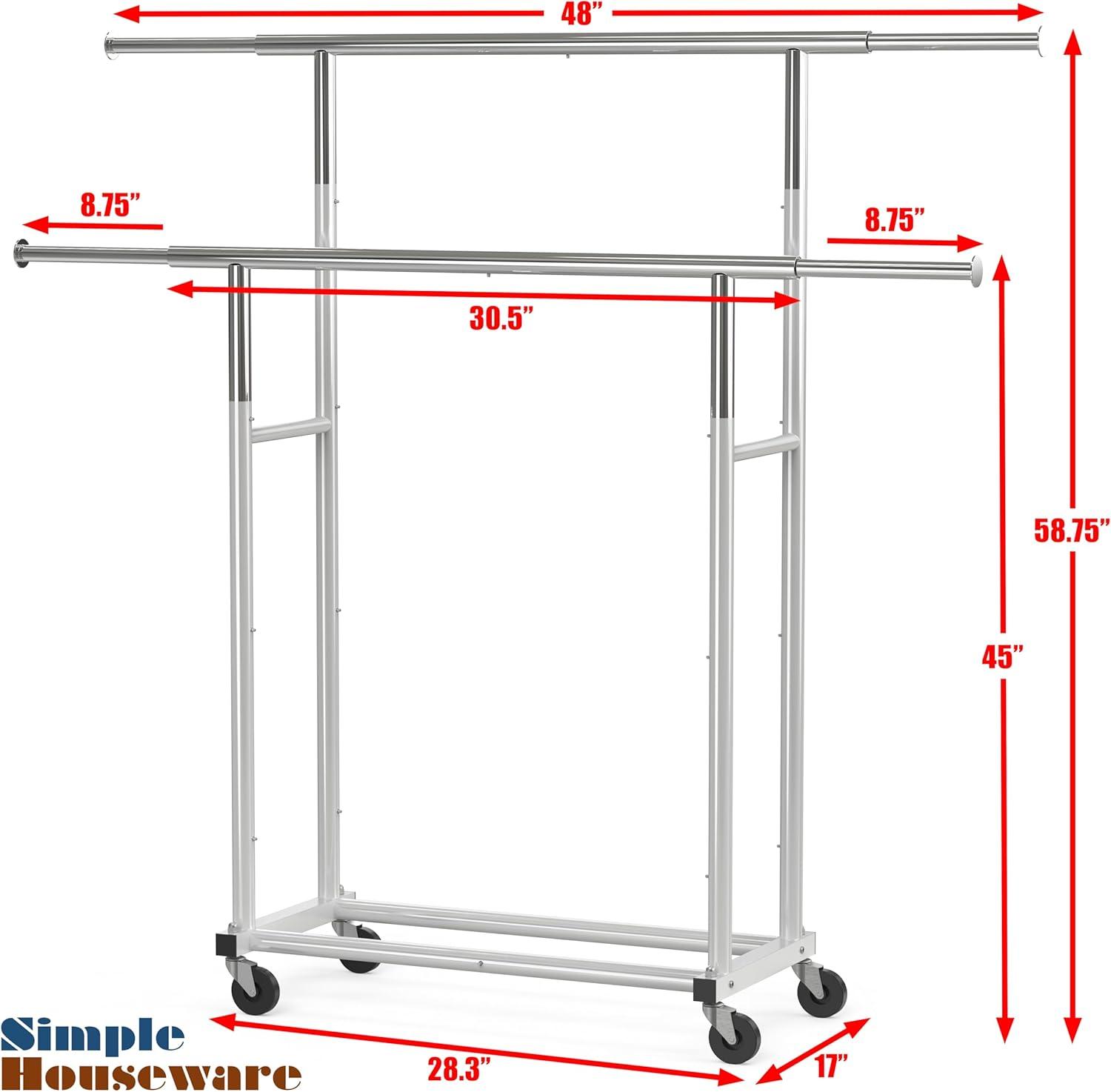 imageSimple Houseware Standard Double Rod Garment Rack SilverSilver