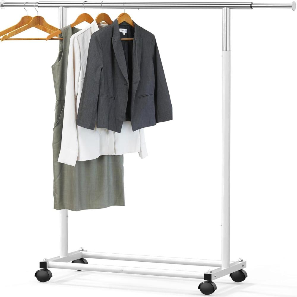 imageSIMPLE HOUSEWARE Standard Rod Garment Rack SilverWhite