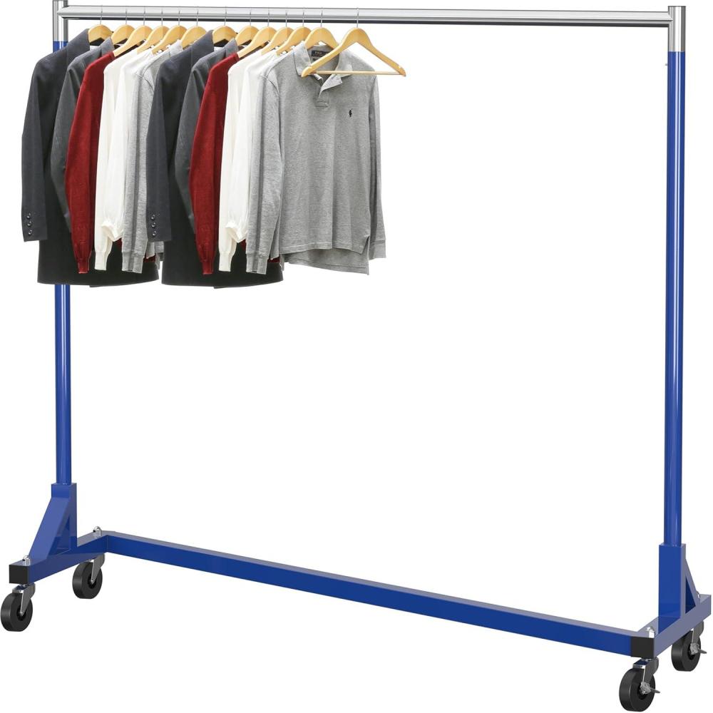 imageSimple Houseware Industrial Grade ZBase Garment Rack 500lb Load with 62 Inches Extra Long Bar GrayBlue