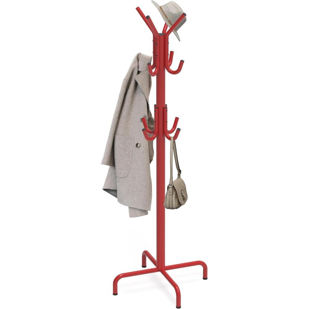 imageSimple Houseware Standing Coat and Hat Hanger Organizer Rack 12 Hooks BronzeRed