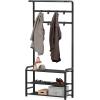 SIMPLE HOUSEWARE Coat Rack with Storage Shelf, Freestanding Hall Tree with Hooks for Entryway, Bedroom, Office, Black Metal Clothes Hanger Stand for Coats, Hats, Jackets, Bags – Black(Black)