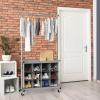 SIMPLE HOUSEWARE Garment Rack with Extensible Haning Rod and 16 Shoes Organizer, Grey