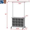 SIMPLE HOUSEWARE Garment Rack with Extensible Haning Rod and 16 Shoes Organizer, Grey