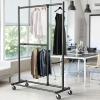 Simple Houseware Dual Bar Adjustable Garment Rack, Chrome, 72-inch Height(Black)