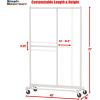 Simple Houseware Dual Bar Adjustable Garment Rack, Chrome, 72-inch Height(White)