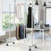 Simple Houseware Dual Bar Adjustable Garment Rack, Chrome, 72-inch Height(White)