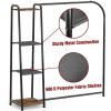 Simple Houseware Heavy Duty Clothing Garment Rack with 4 Shelves, Portable Closet Organizer for Hanging Clothes, Black