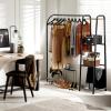 Simple Houseware Heavy Duty Clothing Garment Rack with 4 Shelves, Portable Closet Organizer for Hanging Clothes, Black