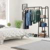 Simple Houseware Heavy Duty Clothing Garment Rack with 4 Shelves, Portable Closet Organizer for Hanging Clothes, Black