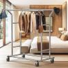 Simple Houseware Heavy Duty Double Rail Clothing Garment Rack, Holds Up to 200 lbs, 43 to 67 Inches Extendable Rod, Chrome(Chrome)